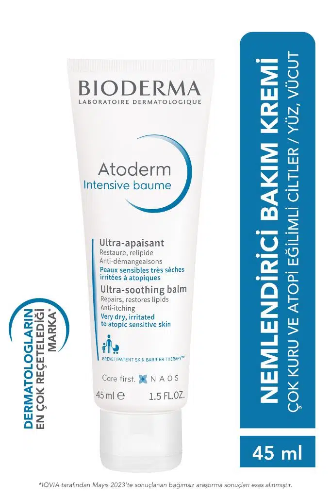 BIODERMA Atoderm Intensive Balm Atopi Eğilimli Ciltler için Seyahat Boy Nemlendirici ve Onarıcı Krem 45 ml