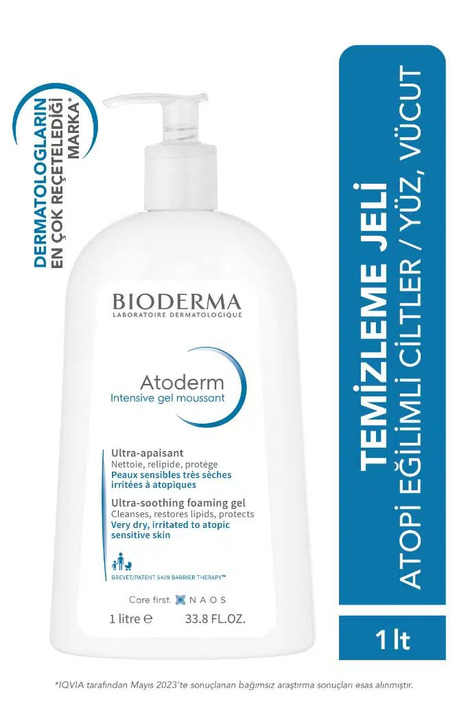 BIODERMA Atoderm Intensive Foaming Gel Çok Kuru Atopi Eğilimli Cilt Onarıcı Temizleme Jeli Niasinamid 1 Lt