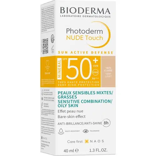 Bioderma Photoderm Nude Touch Natural Spf50+ 40 Ml - Yağ Dengesini Kontrol Etmeye Yardımcı Renkli Yüksek Faktör Güneş Koruyucu (Naturel Renk)