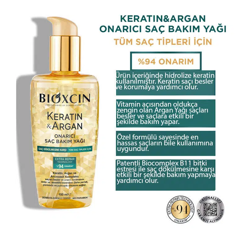 BIOXCIN KERATIN ARGAN BAKIM YAĞI 150 ML