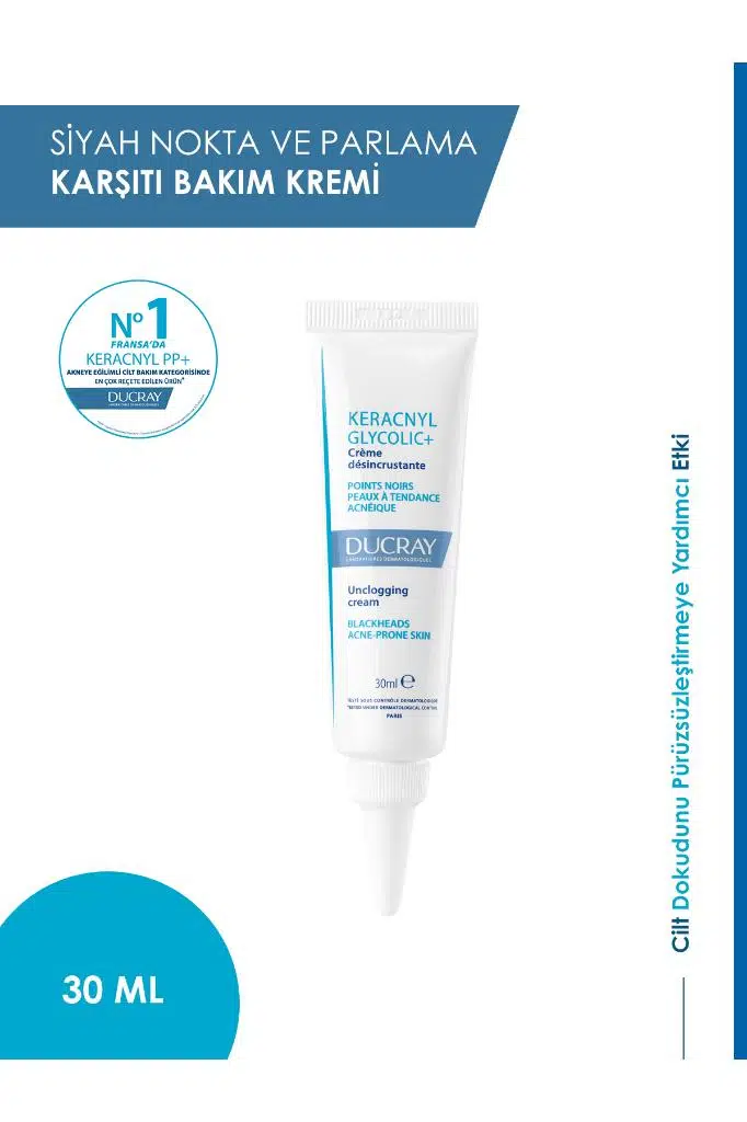 DUCRAY KERACNYL GLYCOLIC+ SIYAH NOKTA VE PARLAMA KARSITI BAKIM KREMI 30 ML'LIK TUP