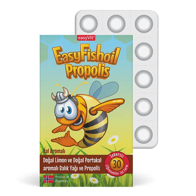 EASYVIT EASYFISHOIL PROPOLİS VE BALIK YAĞI İÇEREN ÇİĞNENEBİLİR TABLET 30 JEL