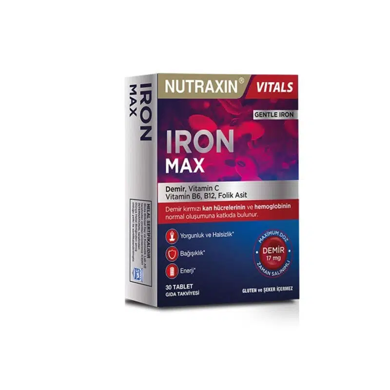 NUTRAXIN IRON MAX 17 MG TAKVİYE EDİCİ GIDA 30 TABLET