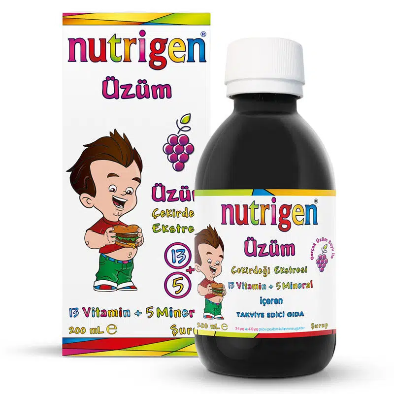 NUTRIGEN ÜZÜM ÇEKİRDEĞİ EKSTRELİ ŞURUP 200 ML'LİK ŞİŞE