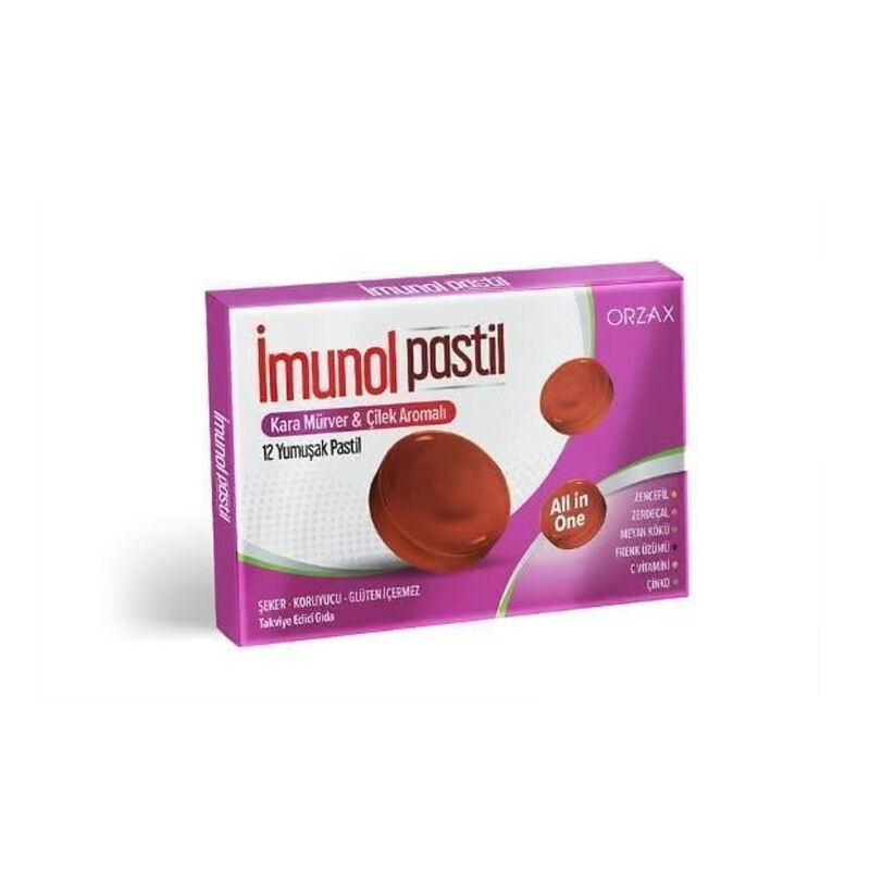 ORZAX İMUNOL KARAMÜRVER/ÇİLEK AROMALI 12 PASTİL