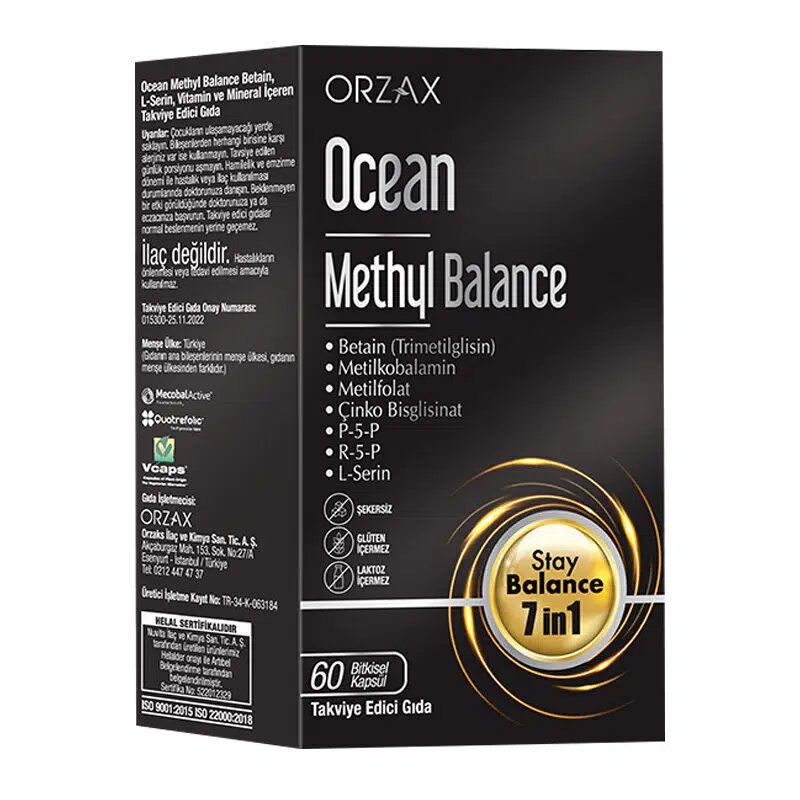 ORZAX OCEAN METHYL BALANCE TAKVİYE EDİCİ GIDA 60 KAPSÜLLÜK AMBALAJ