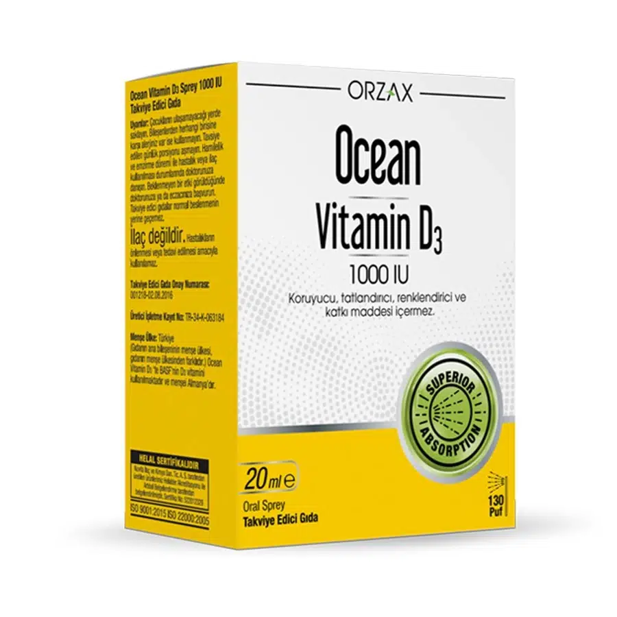 ORZAX OCEAN VİTAMİN D3 1000 IU SPREY 20ML
