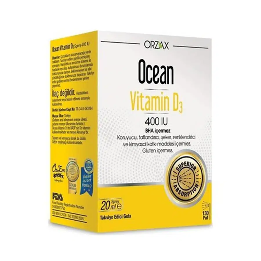 ORZAX OCEAN VİTAMİN D3 400 IU SPREY 20ML
