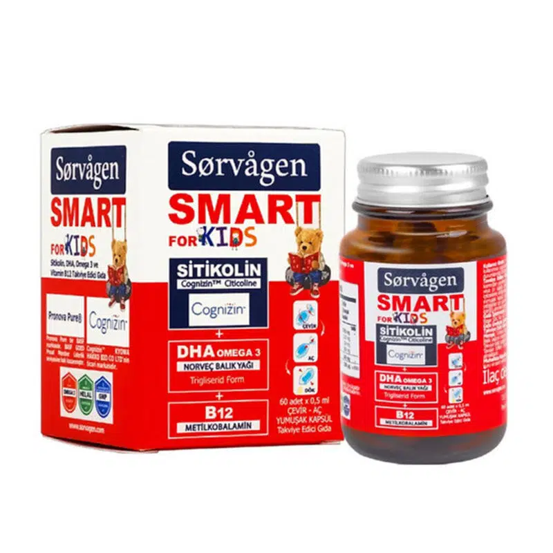 SORVAGEN SMART KIDS SITIKOLIN DHA OMEGA3 VIT B12 60 KAPSÜL