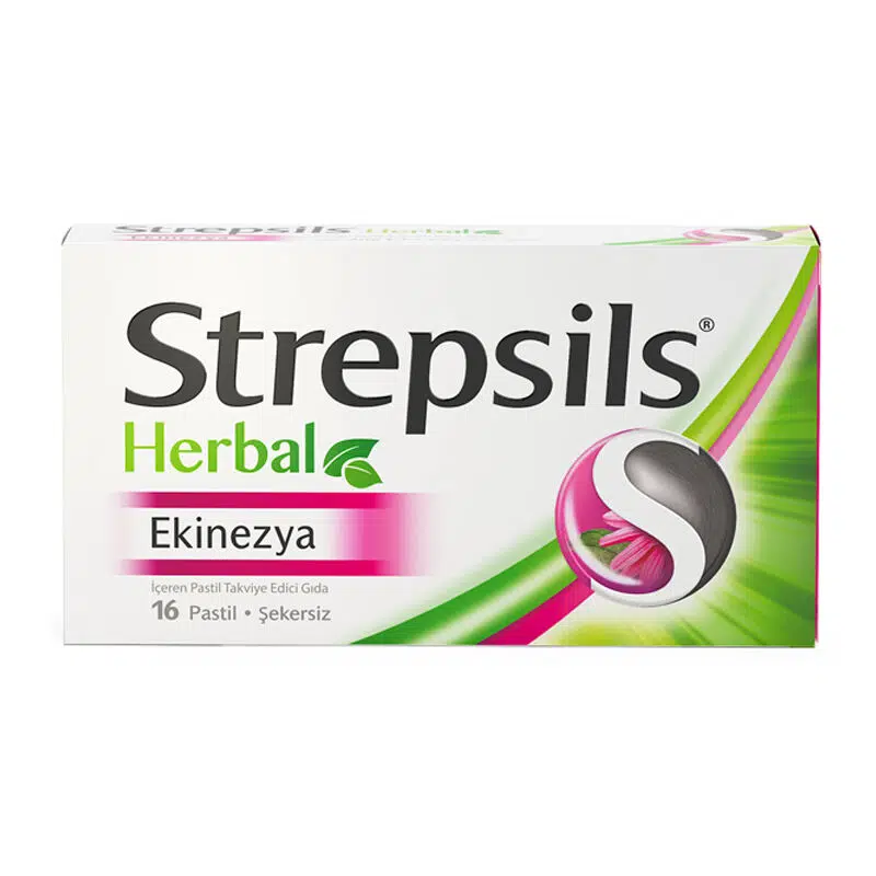 STREPSILS HERBAL EKİNEZYA İÇERİKLİ PASTİL TAKVİYE EDİCİ GIDA 16 PASTİL
