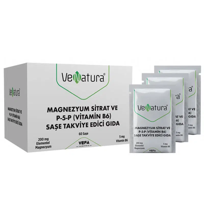 VENATURA MAGNEZYUM SITRAT VE P-5-P (VITAMIN B6) ŞASE 60 ŞASELİK AMBALAJ