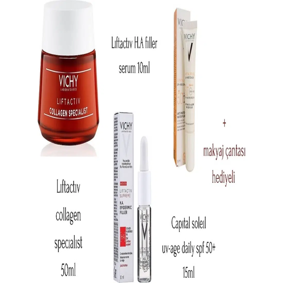 Vıchy Liftactiv Collagen Specialist 50ML+SUPREME H.a. Filler Serum 10ML+CAPITAL Soleil Spf+50 15ML