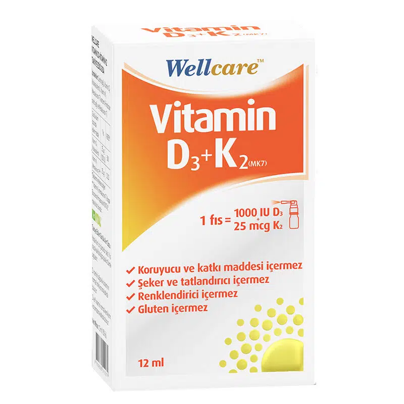 WELLCARE VITAMIN D3+K2 SPREY 1000IU+25 MCG 12 ML'LİK ŞİŞE
